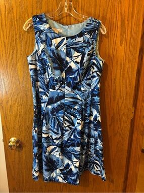 Sleeveless Blue Floral A-Line Dress